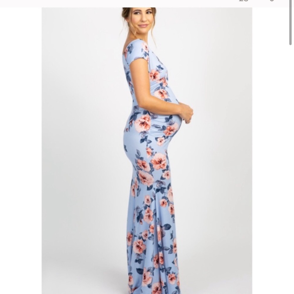 Pink blush floral maternity gown